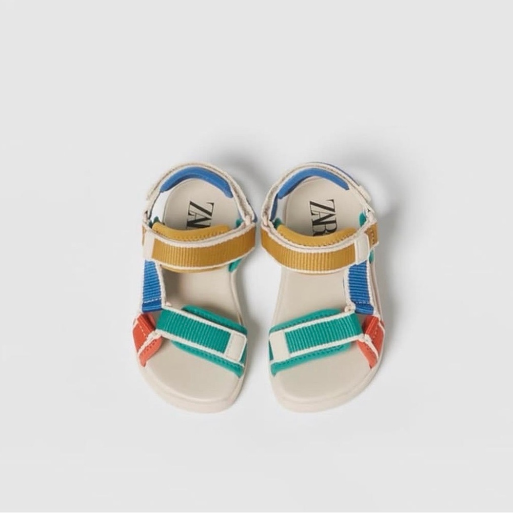 Zara Kids Colorblock Strap Sandals - Green/Blue/Yellow/Red